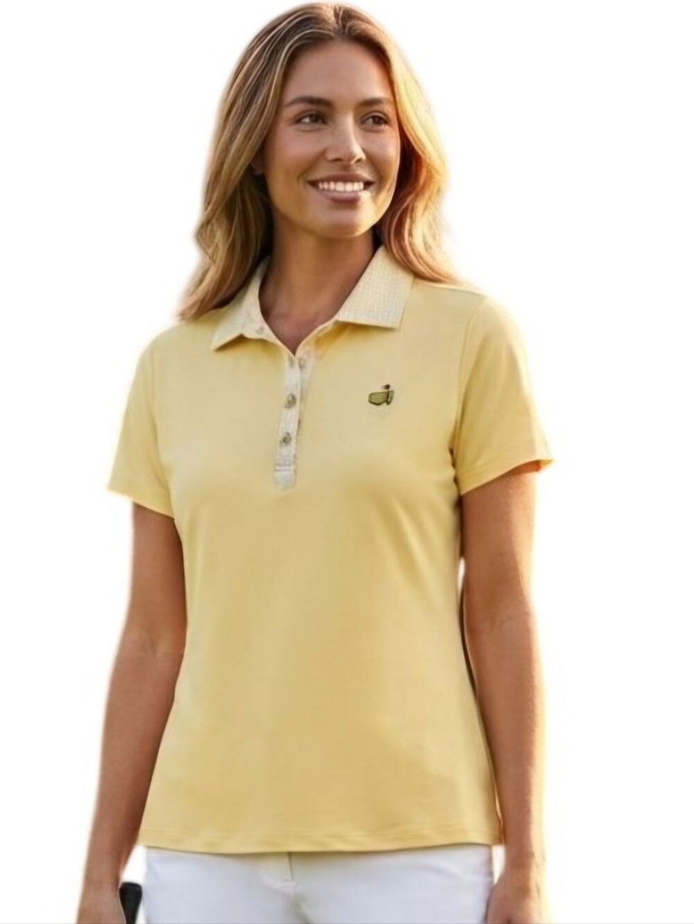 Magnolia Lane Tech Masters Rare UPF50 Yellow Checked Detail Golf Polo Size M